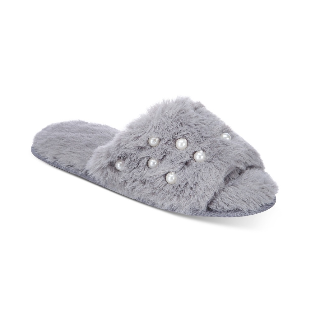 Inc International Concepts Women's Imitation Pearl Faux-Fur Slide Boxed Slippers